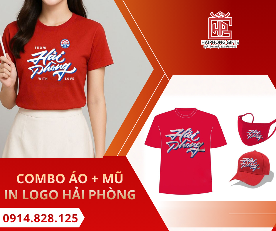 Combo áo + mũ in logo Hải Phòng đẹp, giá rẻ hàng đầu hiện nay