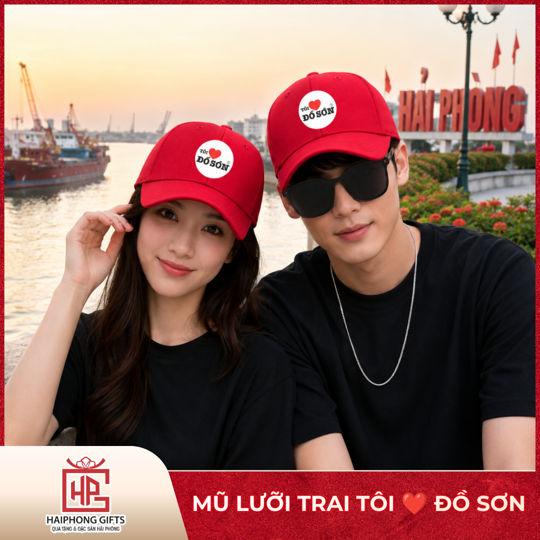 Logo "Tôi yêu Đồ Sơn" được in nổi bật với tông màu đỏ trắng đen