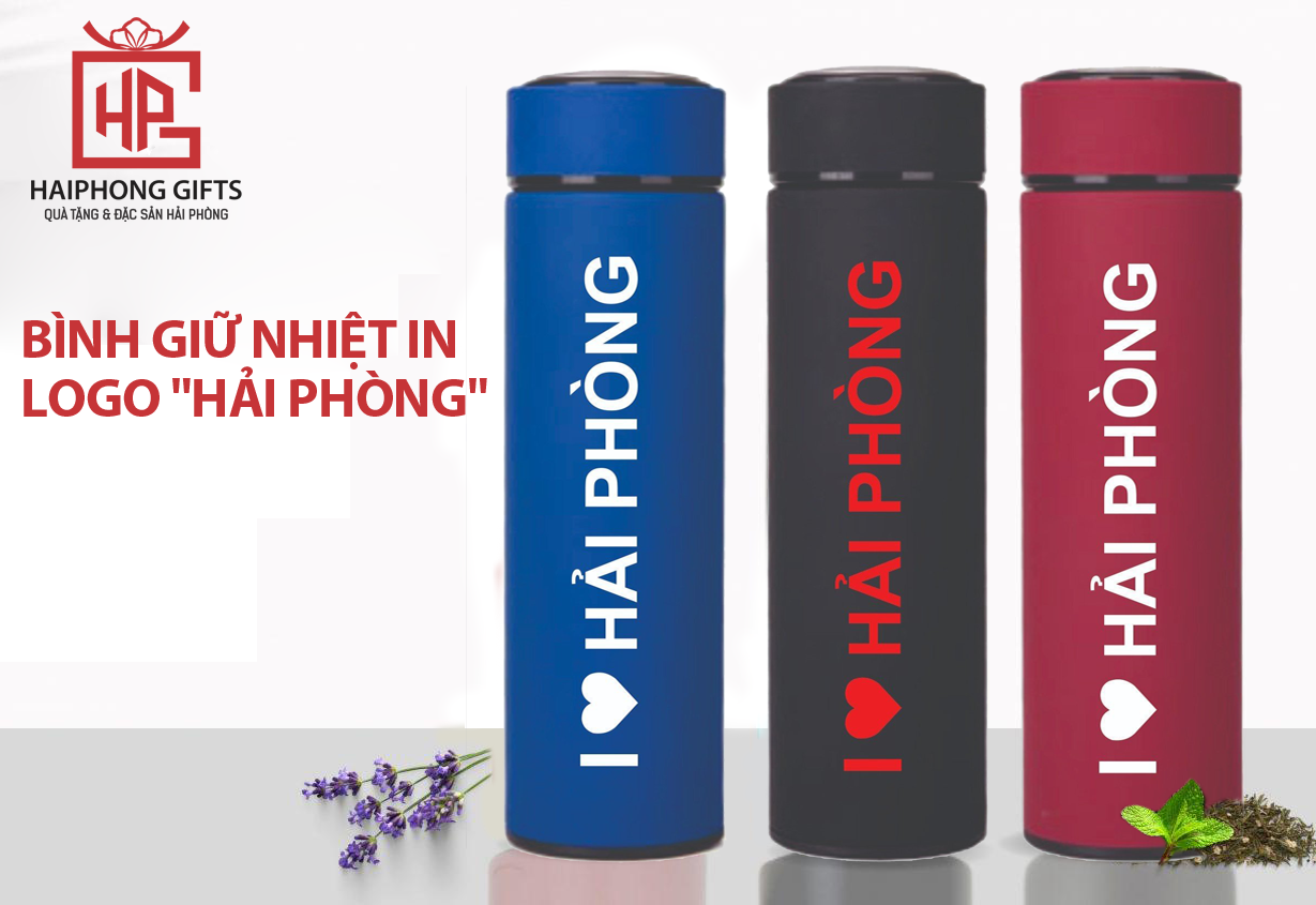 Bình giữ nhiệt đẹp thường mang màu sắc hài hòa, sang trọng như: đen, xanh, đỏ… làm nổi bật logo Hải Phòng