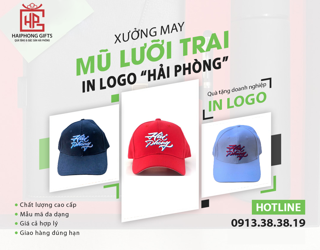 Mũ lưỡi trai in logo "Hải Phòng" đẹp, độc đáo, được yêu thích nhất 2023