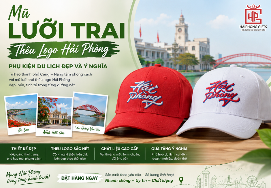 Mũ Lưỡi Trai Thêu Logo Hải Phòng – Phụ Kiện Du Lịch Đẹp Và Ý Nghĩa