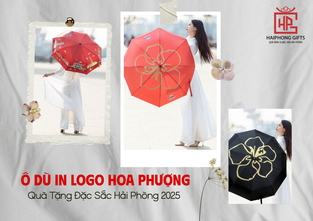 Ô Dù In Logo Hoa Phượng – Quà Tặng Đặc Sắc Hải Phòng 2025