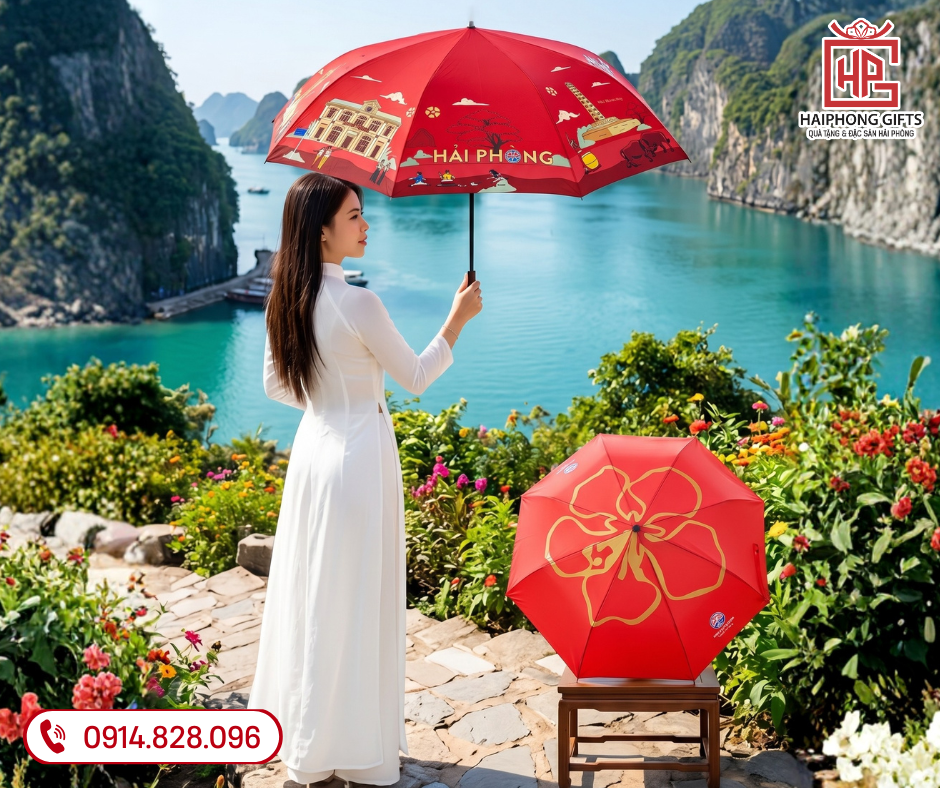 Ô Dù In Logo Hoa Phượng – Quà Tặng Đặc Sắc Hải Phòng 2025