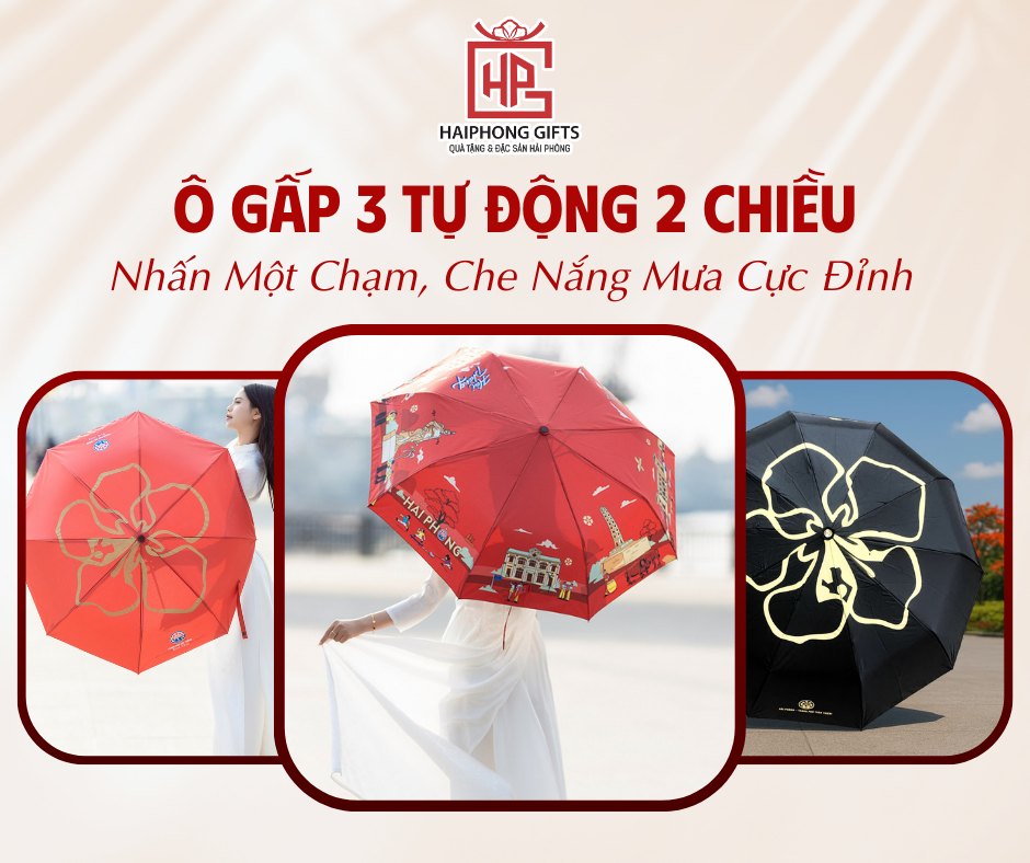 Ô Gấp 3 Tự Động 2 Chiều – Nhấn Một Chạm, Che Nắng Mưa Cực Đỉnh