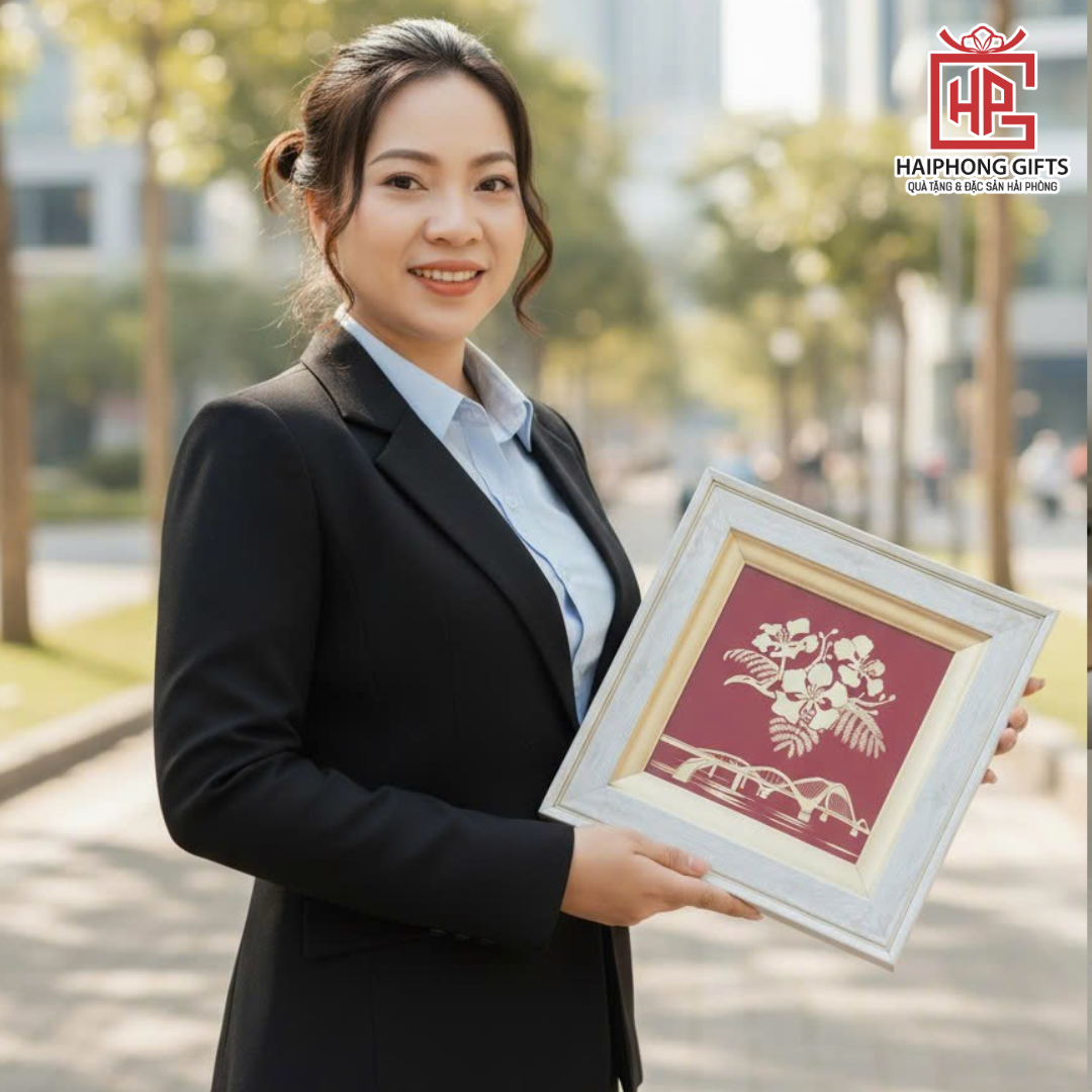 Tranh đồng ăn mòn họa tiết hoa phượng và cầu Hải Phòng là một trong những sản phẩm quà tặng doanh nghiệp cao cấp với nhiều ý nghĩa