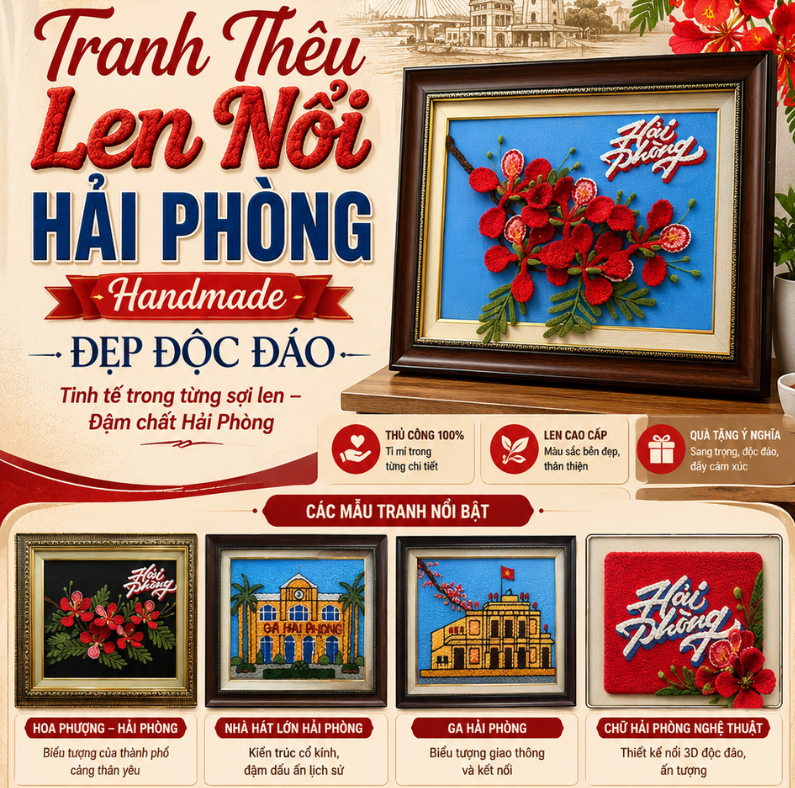Các Mẫu Tranh Thêu Len Nổi Hải Phòng Handmade Đẹp Độc Đáo