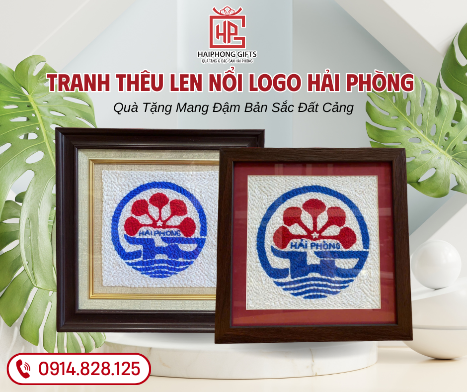 Tranh Thêu Len Nổi Logo Hải Phòng – Quà Tặng Mang Đậm Bản Sắc Đất Cảng