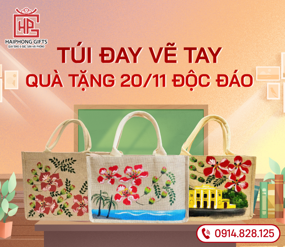 Túi Đay Vẽ Tay – Quà Tặng 20/11 Độc Đáo, Gửi Yêu Thương Từ Những Nét Vẽ