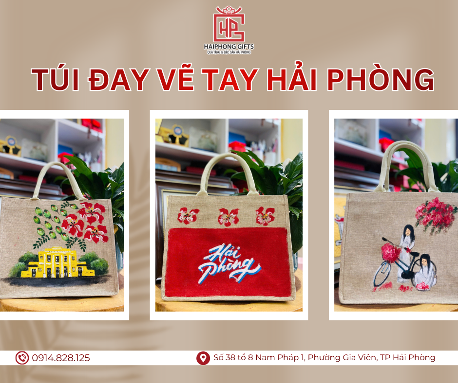 Túi Đay Vẽ Tay Hải Phòng – Quà Tặng Nghệ Thuật Độc Bản