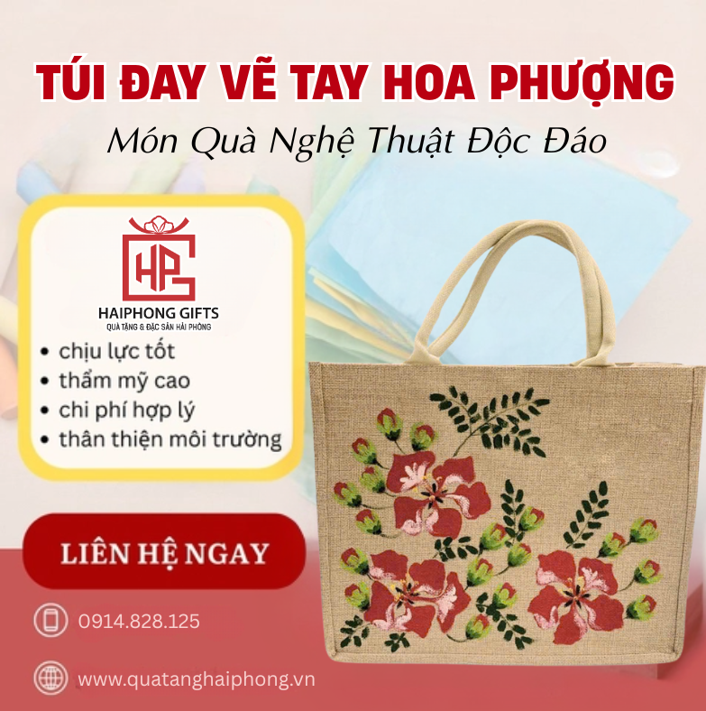 Túi Đay Vẽ Tay Hoa Phượng – Món Quà Nghệ Thuật Độc Đáo