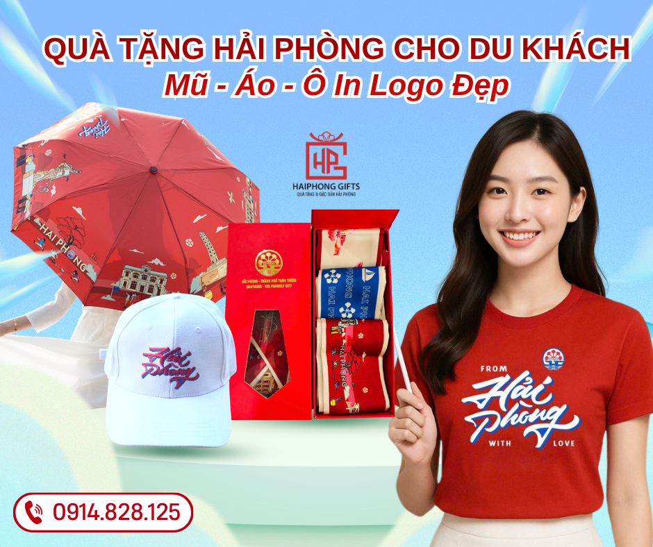 Quà Tặng Hải Phòng Cho Du Khách – Mũ, Áo, Ô In Logo Đẹp