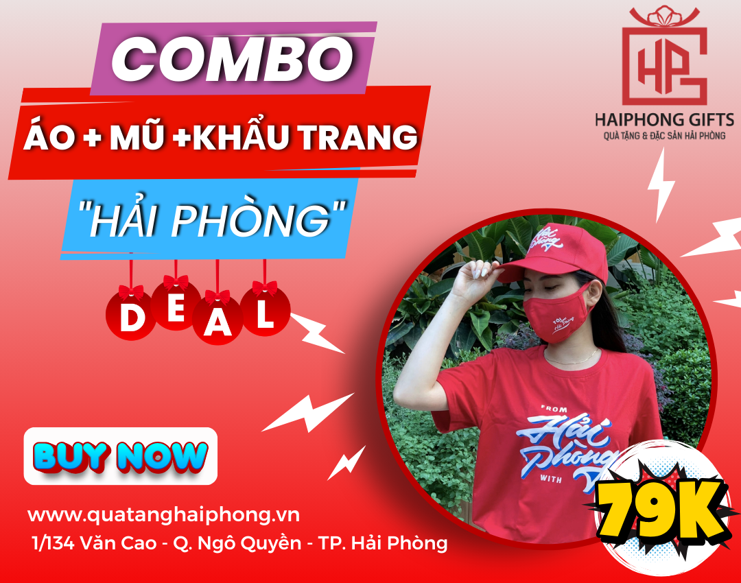  SIÊU SALE: COMBO Áo + Mũ + khẩu trang IN LOGO "Hải Phòng" chỉ còn 79k