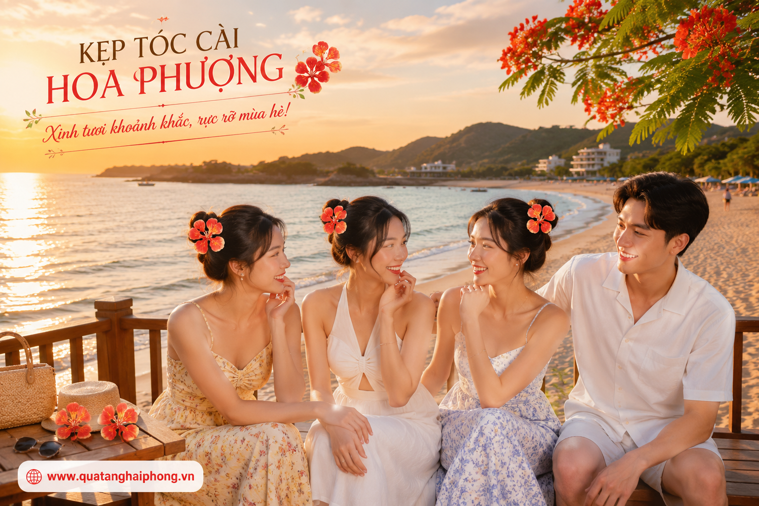 Kẹp Tóc Cài Hoa Phượng - Phụ Kiện Không Thể Thiếu Cho Nàng Đi Biển Ngày Hè