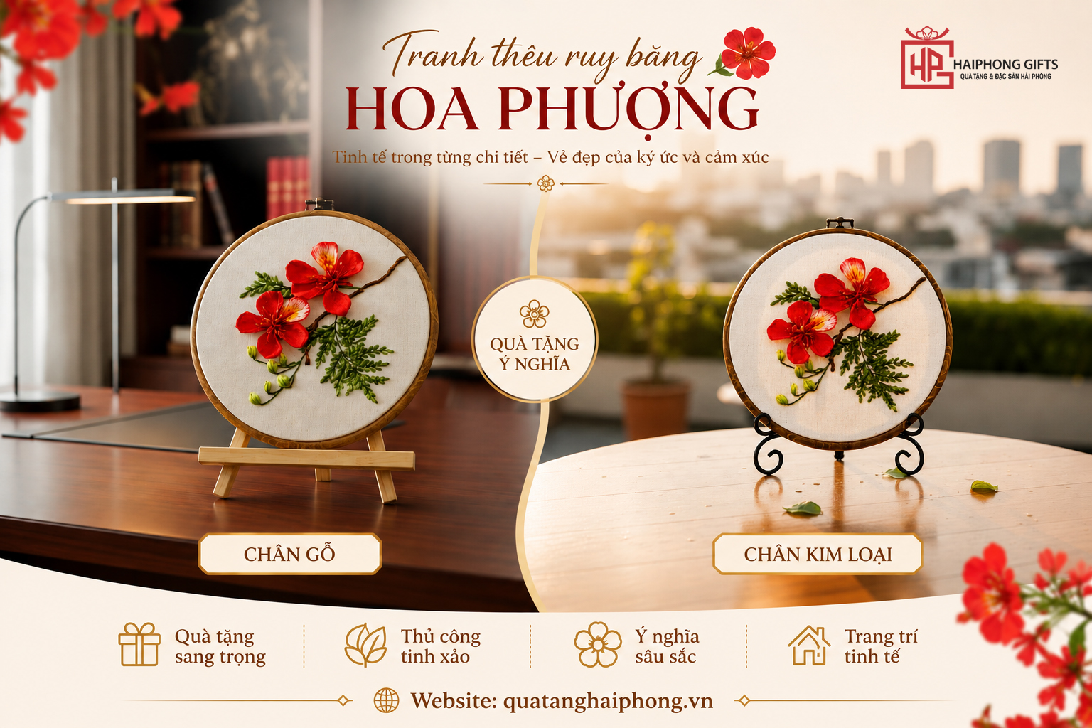 Tranh Thêu Ruy Băng Hoa Phượng