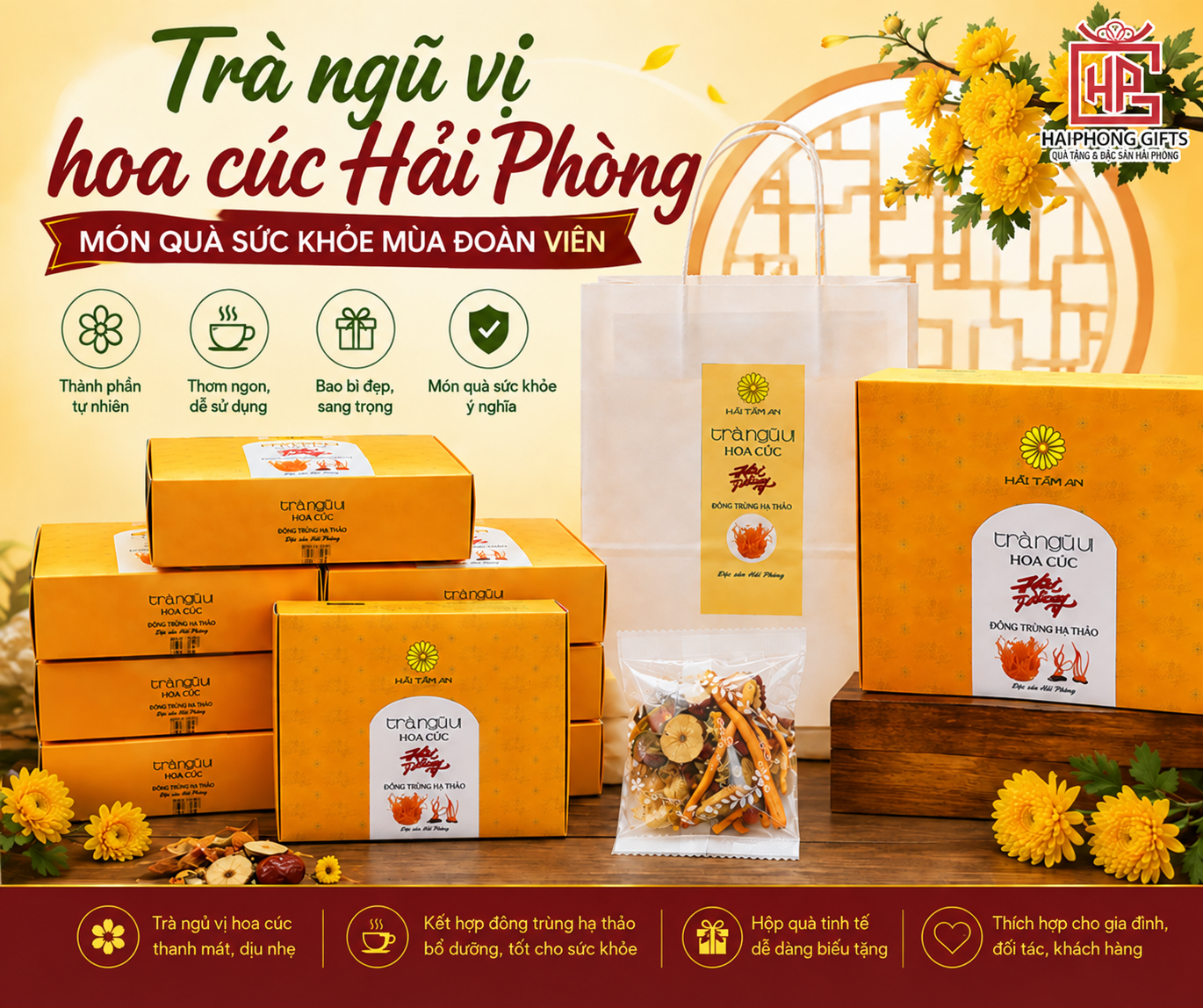 Trà ngũ vị hoa cúc Hải Phòng - Món quà sức khỏe mùa đoàn viên