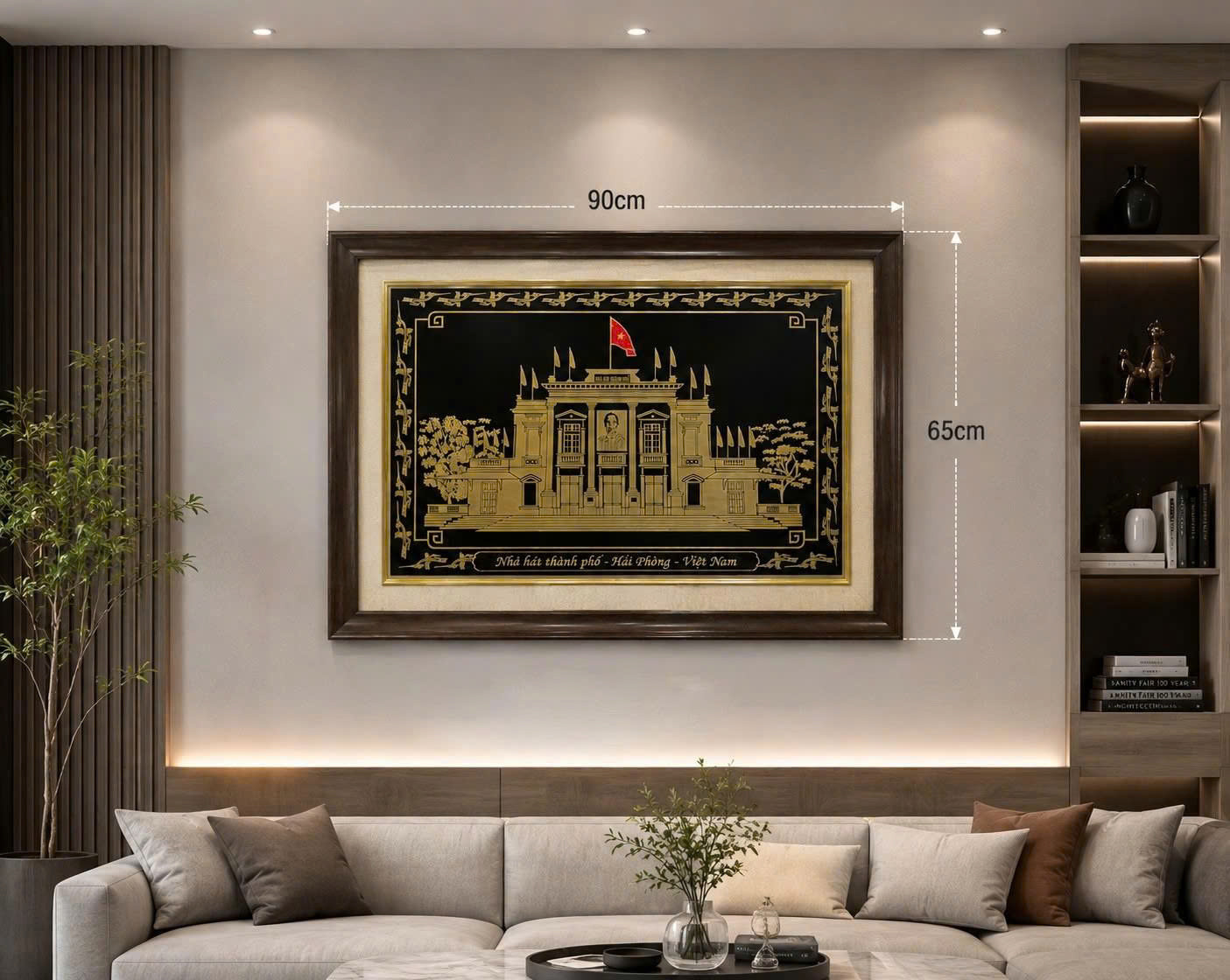 Tranh Đồng Nhà Hát Lớn Hải Phòng 65×90cm – Khung Nhựa Giả Gỗ