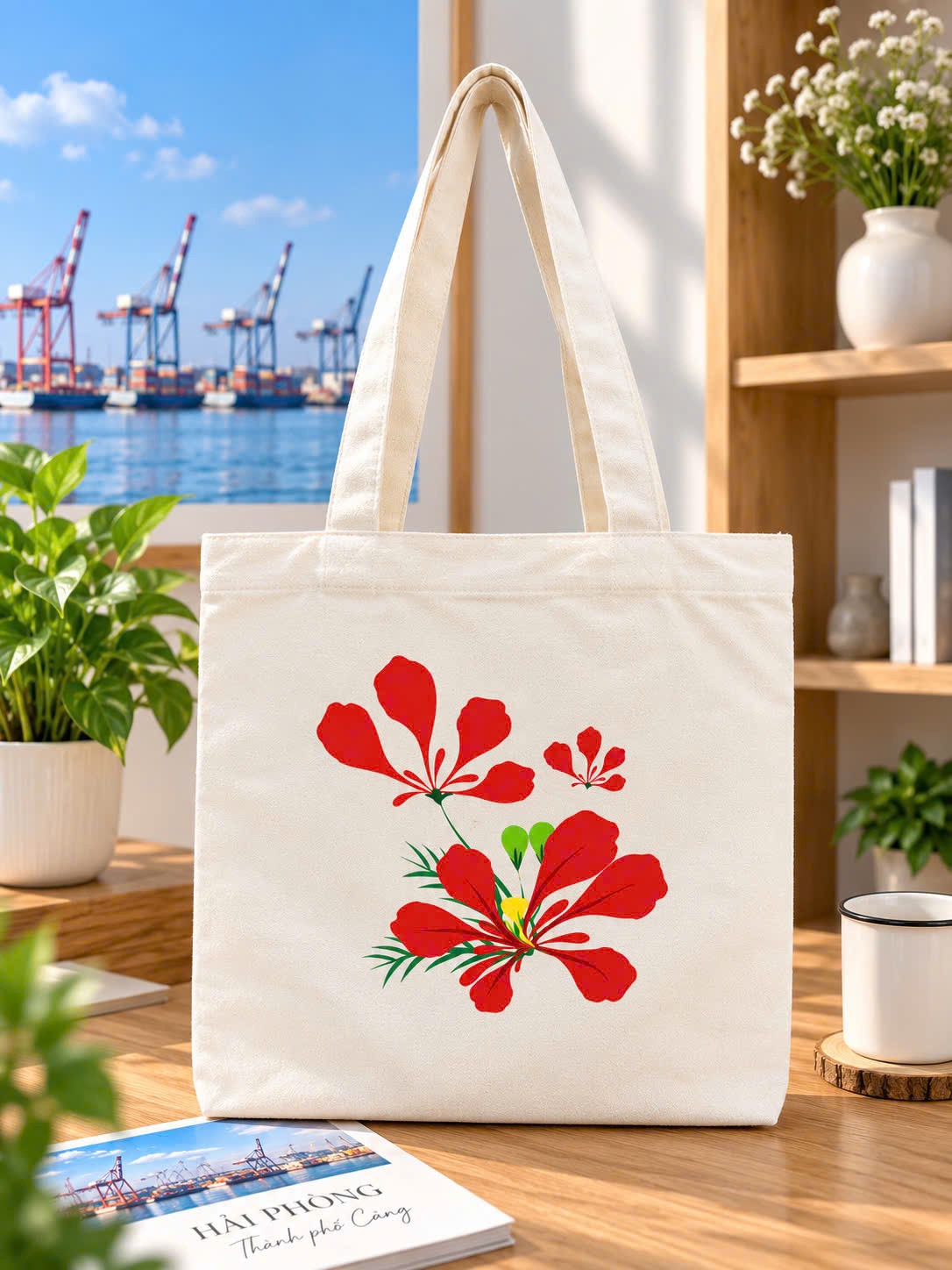Túi Canvas In Hình Hoa Phượng Hải Phòng