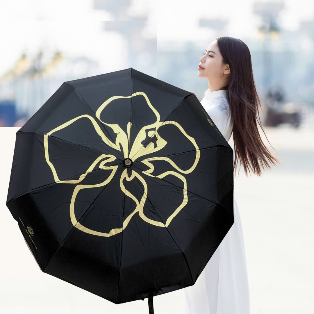 Ô Gấp 3 Tự Động 2 Chiều In Hình Hoa Phượng màu đen