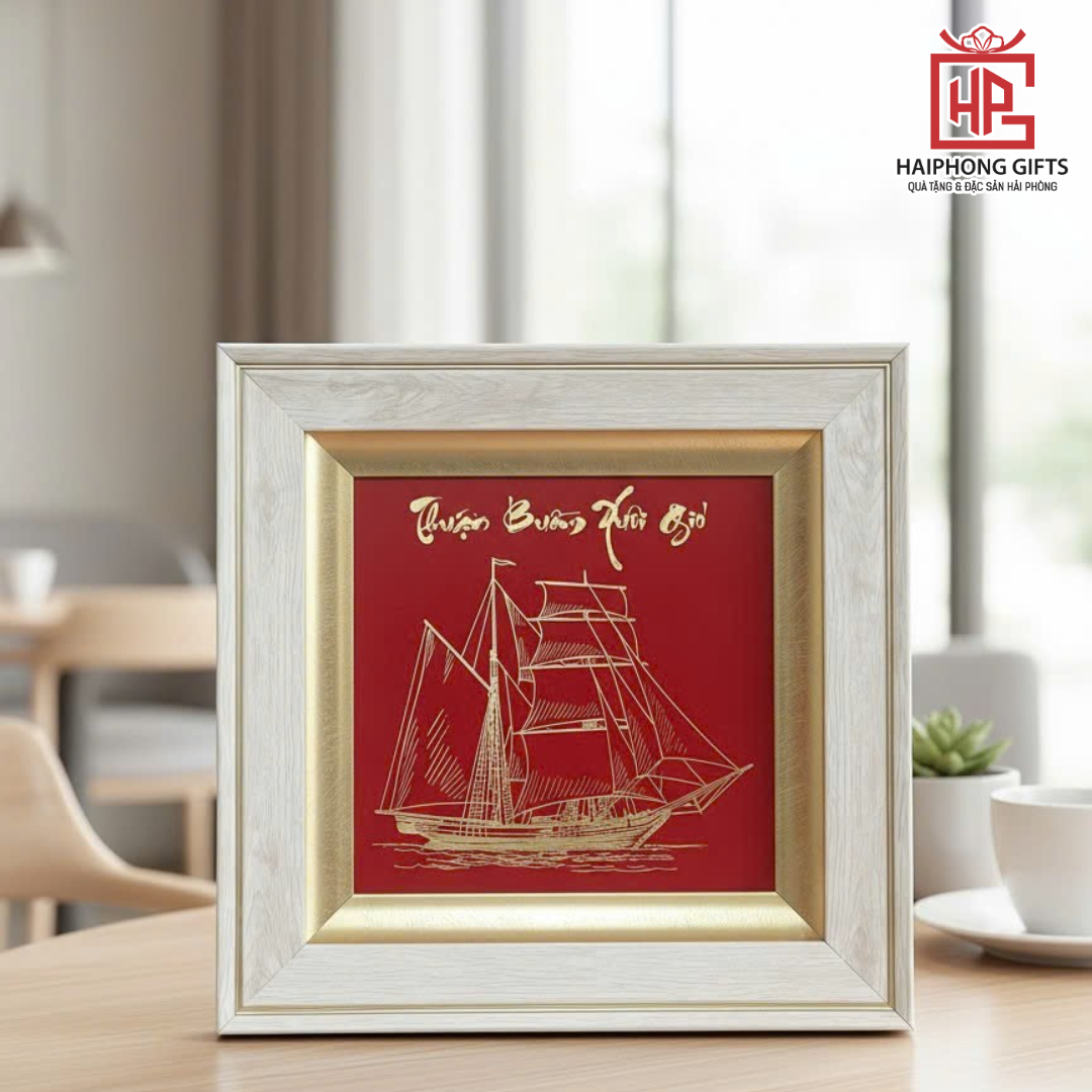 Tranh Đồng Mạ Vàng Thuyền Buồm