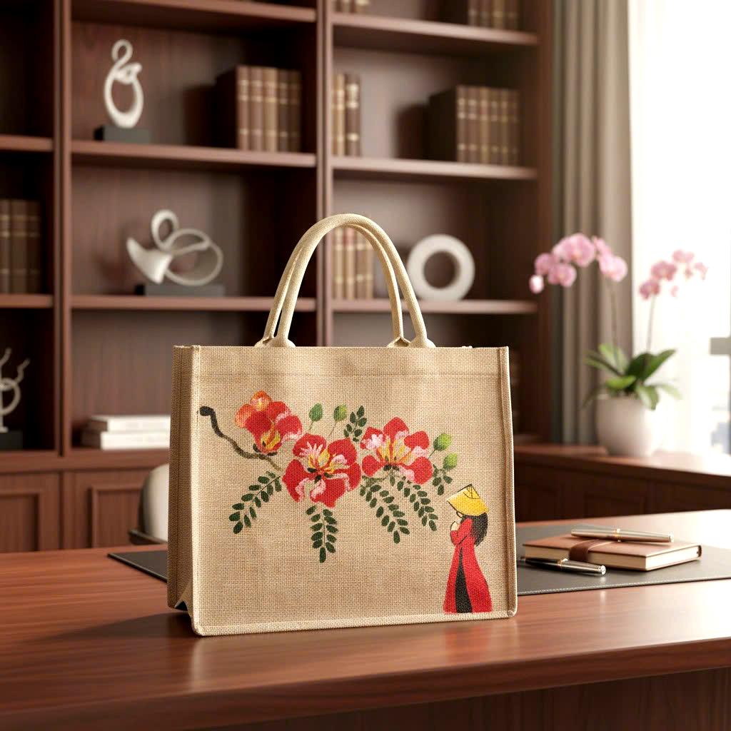 TÚI ĐAY VẼ TAY THEO YÊU CẦU HẢI PHÒNG 35X30X14CM