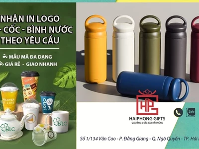 Nhận in logo cốc, ly, bình nước giữ nhiệt đẹp, chất lượng Hải Phòng