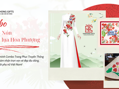 Combo Nón - Áo Dài Hoa - Khăn lụa Hoa Phượng | Tôn Vinh Vẻ Đẹp Truyền Thống Việt