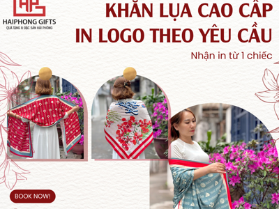 Khăn lụa cao cấp in logo theo yêu cầu (Nhận in chỉ từ 1 chiếc)
